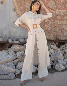 Maxi vestido de lino manga...