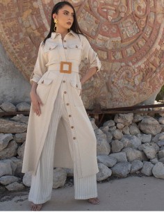 Maxi vestido de lino manga... 2